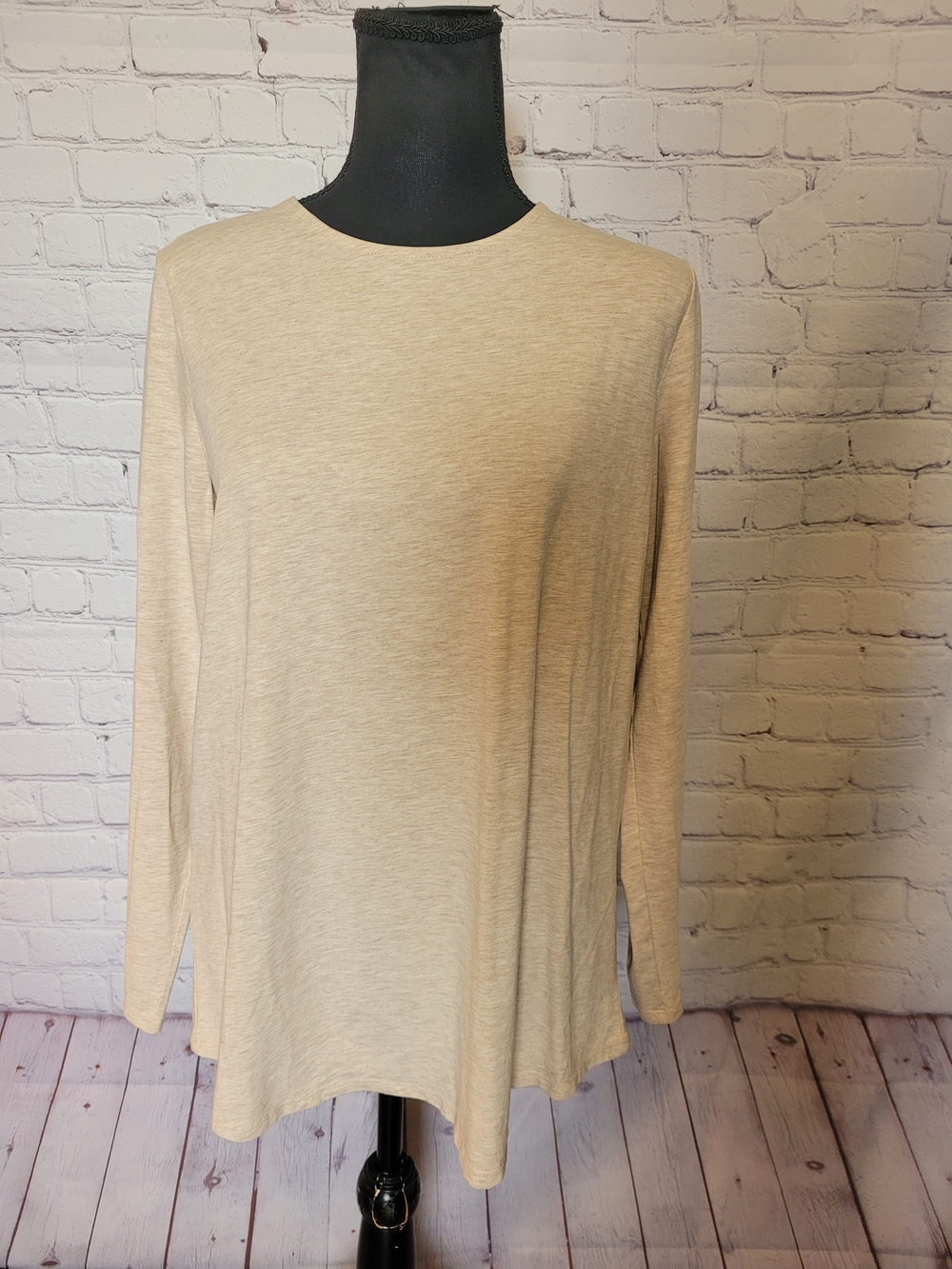 Pure Jill Oatmeal Size Medium Pima Stretch Cotton Shirttale Tee Shirt